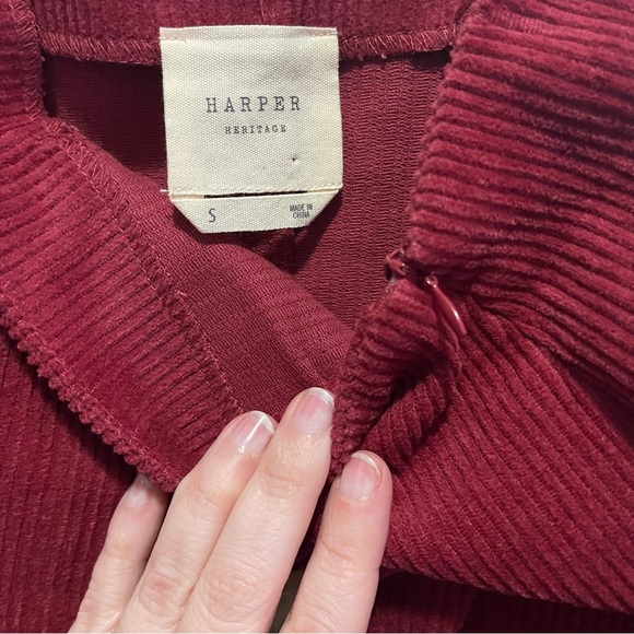 Burgundy Corduroy & Buttons Mini Skirt - Picture 2 of 9